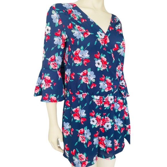 Carolina Belle Montreal Floral Wrap Front Romper - Picture 3 of 7